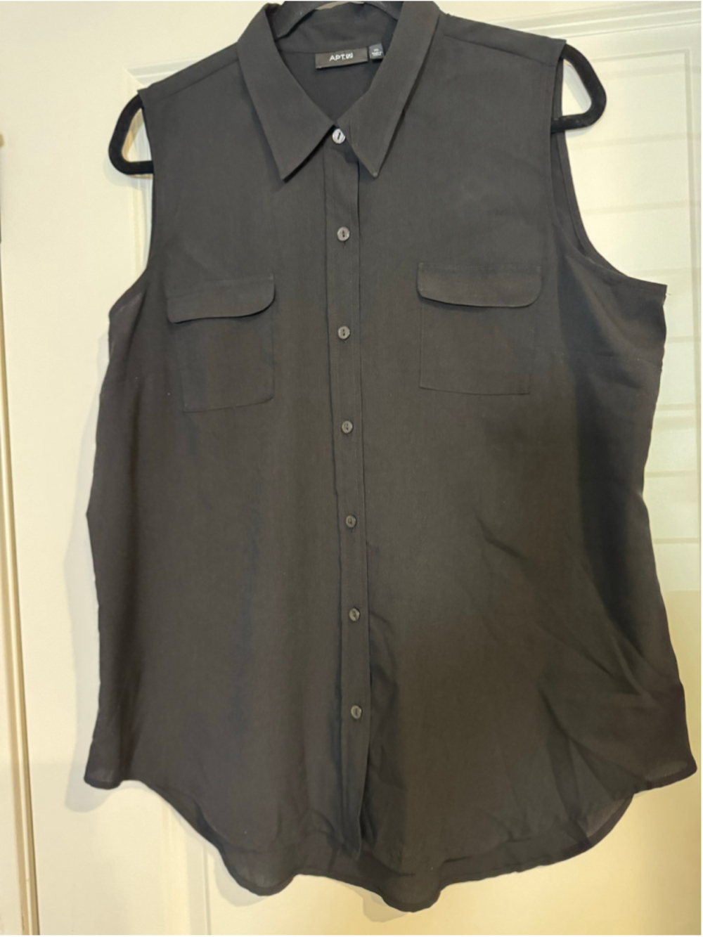 Women's Apt. 9 Black Sleeveless Button Down Shirt, Size XL